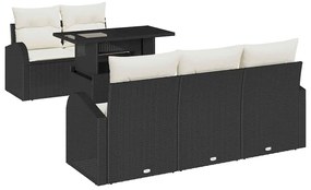 Conjunto de Sofá de Jardim vidaXL de 6 peças com Almofadas Preto Ratta