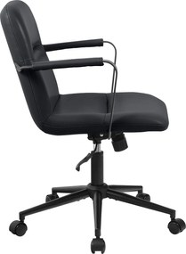 Cadeira de Escritório Hilda Couro Genuíno Preto