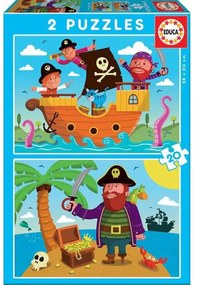 Set de 2 Puzzles Educa 20 Peças Piratas