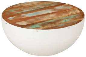 Mesa de centro forma de taça Ø50x24cm madeira recuperada branco