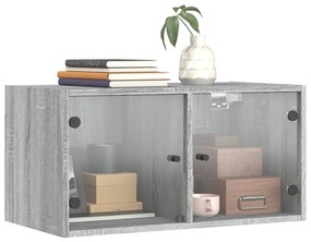 Armário parede c/ porta vidro 2 pcs 68,5x37x35 cm cinza sonoma