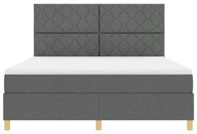 Cama com Molas com Colchão &amp; LED Cinza Escuro 180x200 cm Tecido