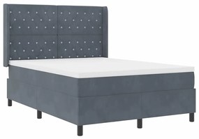 Cama Box Spring com Colchão vidaXL Cinza Escuro 140x190 cm Veludo