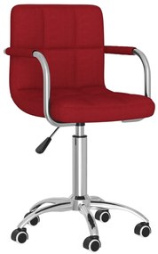 vidaXL Cadeira de jantar giratória tecido vermelho tinto