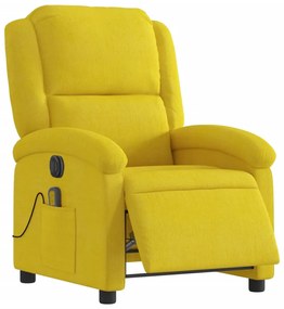 Poltrona de massagens reclinável elétrica veludo amarelo