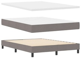 Cama Box Spring com Colchão e LED Taupe 140x200 cm Tecido