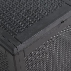 Caixa de arrumação para jardim 90 L vime PP preto