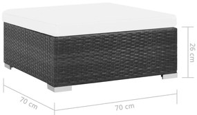 6 pcs conjunto lounge de jardim c/ almofadões vime PE preto