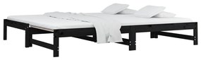 Sofá-cama de puxar 2x(80x200) cm pinho maciço preto
