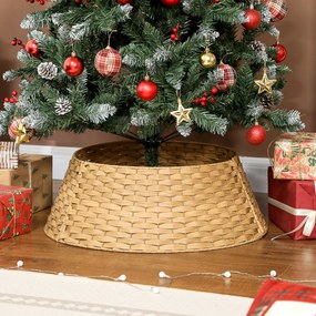 Saia para Árvore de Natal Rústica com Design Entrançado e Cobre-pé Ø68x22 cm Natural