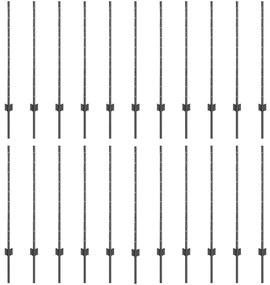 Postes de Cerca Prateados 44 pcs Cinzeto Altura de 1 m Metal