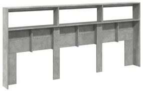 Armário de cabeceira c/ luzes LED 220x17x102cm cinzento cimento