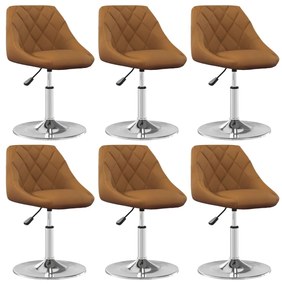 Cadeiras de jantar giratórias 6 pcs veludo castanho