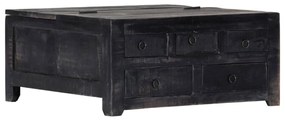 vidaXL Mesa de centro 65x65x30 cm madeira de mangueira maciça preto