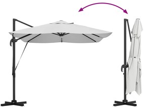 Guarda-sol de Braço Articulado Bege Poliéster, Alumínio Grande