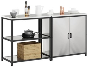 Conjunto de Armazenamento de Cozinha com prateleira 2 pcs Prata