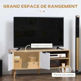 Móvel para televisão até 46 polegadas,110 x 39 x 48,8 cm branco e castanho natural