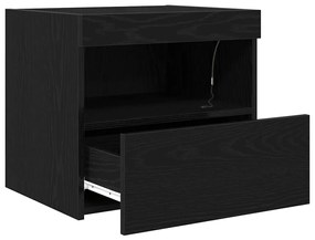 Cômoda de Cabeceira vidaXL com Luzes LED Carvalho Preto 50x40x45 cm
