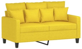 4 pcs conjunto de sofás com almofadas tecido amarelo-claro