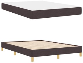 Cama Box Castanho 140 x 200 cm Tecido, Madeira de Engenharia
