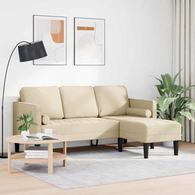 Sofá L de 3 Lugares vidaXL Creme 160 cm em Tecido