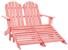 Cadeira de jardim e otomano Adirondack 2 lugares abeto rosa