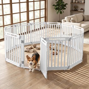 Conjunto de 11 Painéis para Parque de Cães, 53 x 81 cm, Porta com Fecho Duplo, Branco
