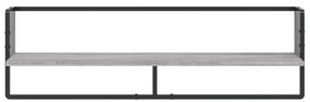 Prateleira de parede com barra 100x25x30 cm cinza sonoma
