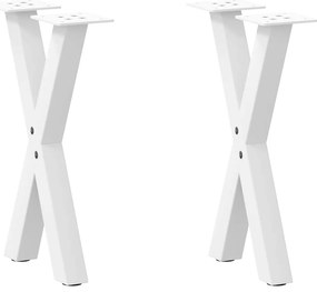 vidaXL Pés para mesa de centro em formato de X, 2 peças, branco, 28x(42-43) cm, aço