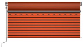 Toldo retrátil automático com estore 3,5x2,5 m laranja/castanho