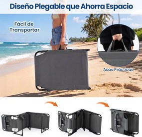 Espreguiçadeira dobrável para exterior, reclinável, com orifícios, apoio para o rosto, braços e encosto ajustável, bolsos, portátil, para praia e pisc
