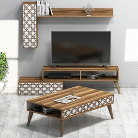 Conjunto de Mobiliário de Sala Planet – Nogueira e Branco – Diversas M