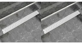 VidaXL Dreno de chuveiro linear 2pcs linhas 1030x140 mm aço inoxidável
