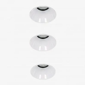 Pack De 3 Downlights Led Embutidos Sem Moldura Trimless Redondos Ø3,6 Cm Em Alumínio Luisiana Branco & Branco Cálido 2700k & 3 W & 19º - Sklum