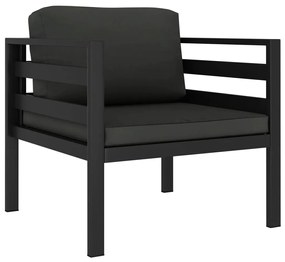 3 pcs conjunto lounge jardim com almofadões alumínio antracite