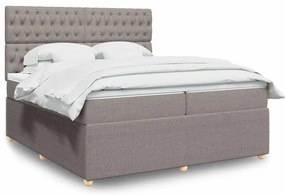 Cama com molas/colchão 200x200 cm tecido castanho-acinzentado