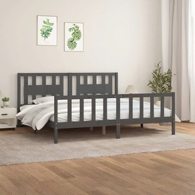 vidaXL Estrutura cama casal c/ cabeceira 180x200 cm pinho maciço cinza