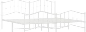 Estrutura de cama com cabeceira e pés 193x203 cm metal branco