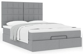 Estrutura de cama otomana com colchão 140x190 cm cinzento claro