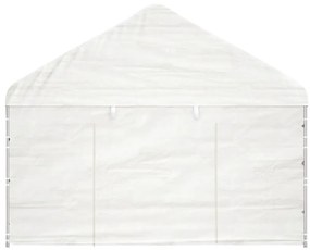 Gazebo com telhado 6,69x4,08x3,22 m polietileno branco