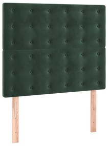 Cama com molas/colchão 100x200 cm veludo verde-escuro