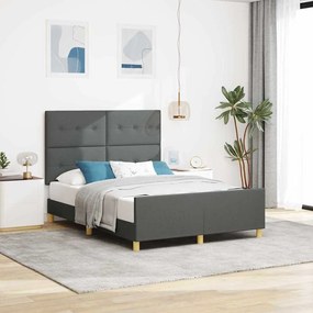 Cama vidaXL Cinza Escuro 140x190 cm Tecido