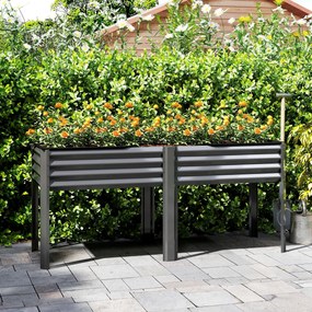 FLoreira em pés de metal 179 x 54 x 25 cm, floreira elevada de metal de 241 L com barras reforçadas e tecido não tecido, cinzento escuro
