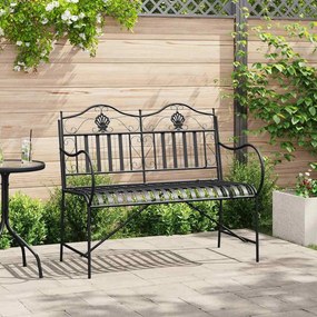 vidaXL Banco de Jardim com Design de Tábuas Pretas de 103,5 CM em Aço