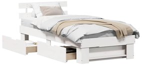 Estrutura da Cama Branco 90 x 200 cm Madeira de Pinheiro Sólido