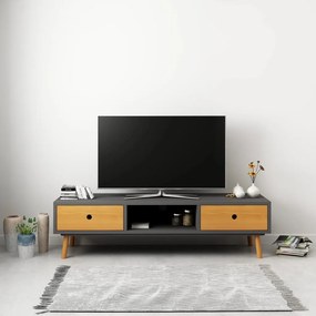 Móvel de TV 120x35x35 cm madeira de pinho maciça cinzento