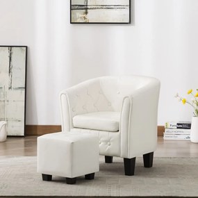vidaXL Poltrona com apoio de pés couro artificial branco