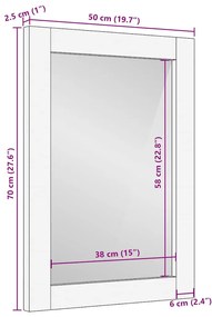 Espelho casa de banho 50x70x2,5 cm mangueira maciça castanho