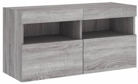 Móvel de parede p/ TV c/ luzes LED 80x30x40 cm cinzento sonoma