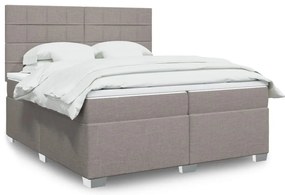 vidaXL Cama com molas/colchão 200x200 cm tecido castanho-acinzentado